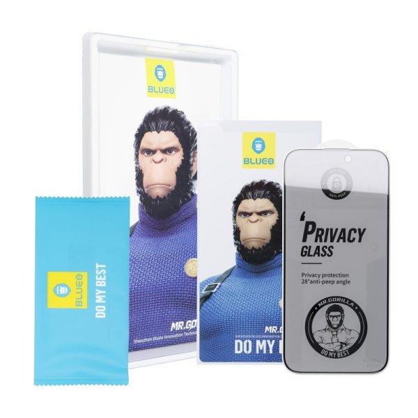 5D Mr. Monkey Glass Strong Privacy edzett üveg fekete szegéllyel Apple iPhone
16 Pro