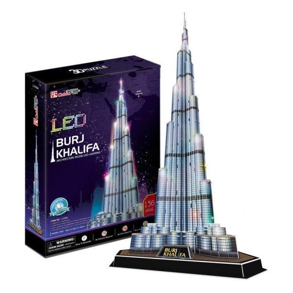 3d led világítós puzzle: Burj Khalifa (Dubai) Cubicfun 3D épület makettek