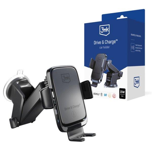 3mk Drive & Charge car phone holder for grille/window/cockpit with inductive
charger - black