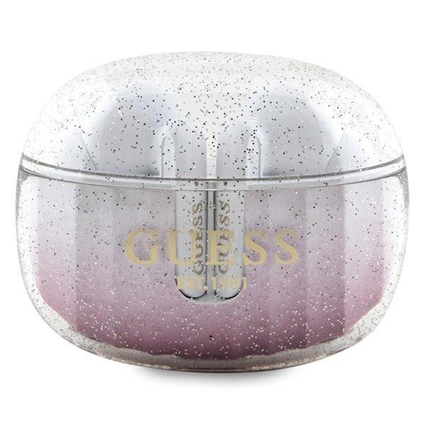 Guess Glitter Gradient TWS Bluetooth headphones + docking station - pink