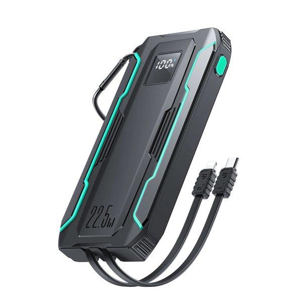 Joyroom JR-L017 22.5W 10000mAh Powerbank with built-in USB-C / Lightning cables
- black