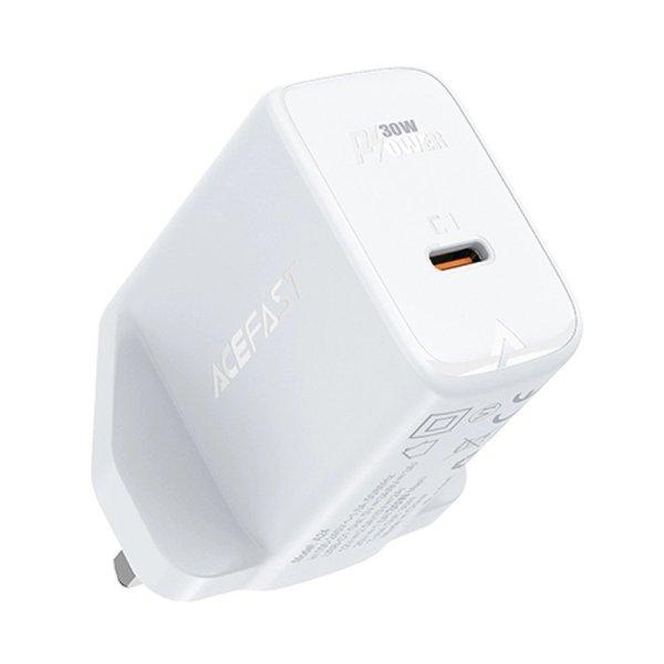 Acefast GaN wall charger (UK plug) USB Type C 30W, Power Delivery, PPS, Q3 3.0,
AFC, FCP white (A24 UK white)