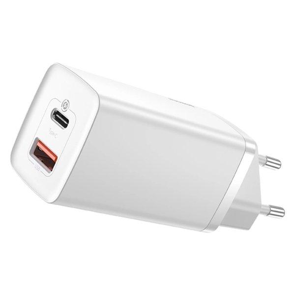 Baseus GaN2 Lite fast charger 65W USB / USB Type C Quick Charge 3.0 Power
Delivery (gallium nitride) white (CCGAN2L-B02)