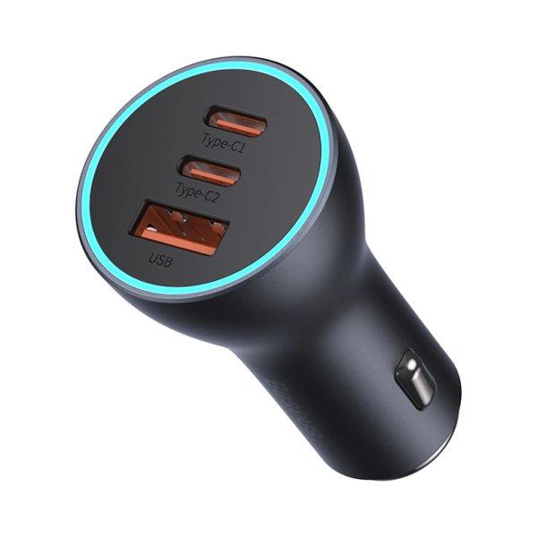 Baseus Golden Contactor Pro car charger USB-A + 2x USB-C 65W dark gray
(CGJP010013)