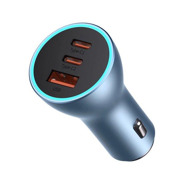 Baseus Golden Contactor Pro car charger USB-A + 2x USB-C 65W QC4.0 blue
(CGJP010003)