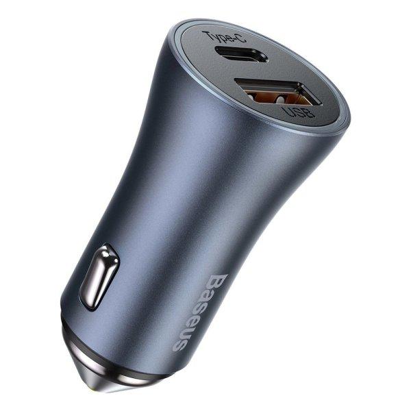 Baseus Golden Contactor Pro fast car charger USB Type C / USB 40 W Power
Delivery 3.0 Quick Charge 4 + SCP FCP AFC gray (CCJD-0G)