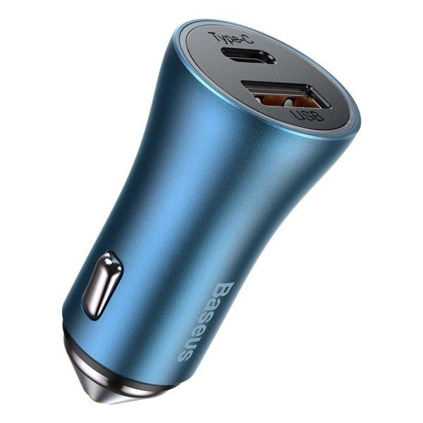 Baseus Golden Contactor Pro fast car charger USB Type C / USB 40 W Power
Delivery 3.0 Quick Charge 4+ SCP FCP AFC blue (CCJD-03)