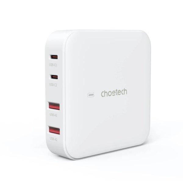 Choetech PD8008 100W GaN fast charger 2x USB-A / 2x USB-C - white