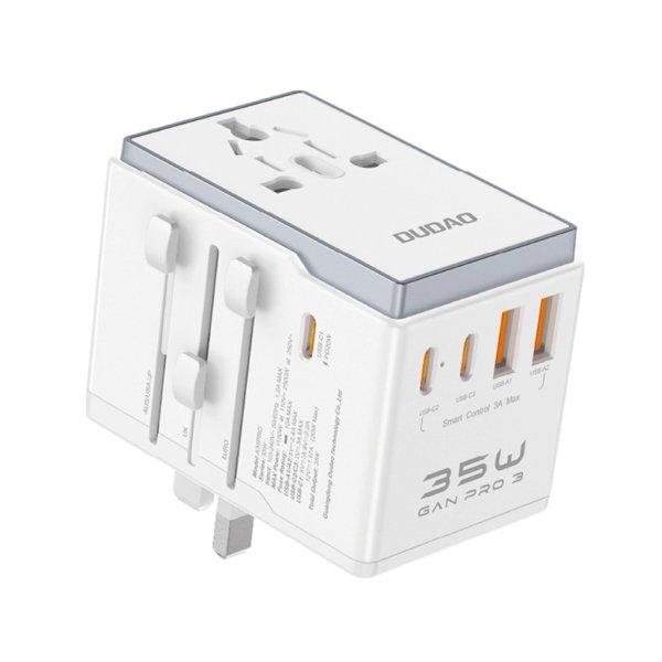 Dudao A35Pro 35W EU / UK / AUS / US / JP travel adapter 3x USB-C 2x USB-A -
white