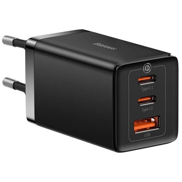 GaN 2xUSB C 1xUSB 65W fast charger Baseus GaN5 Pro + USB C - USB C 100W cable -
black