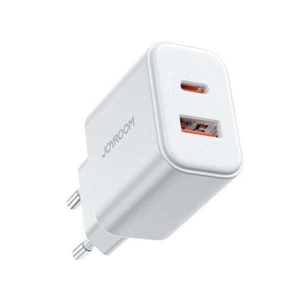 Joyroom JR-TCF05 20W USB-C / USB-A Fast Dual Port Wall Charger - White + USB-C -
Lightning 1m