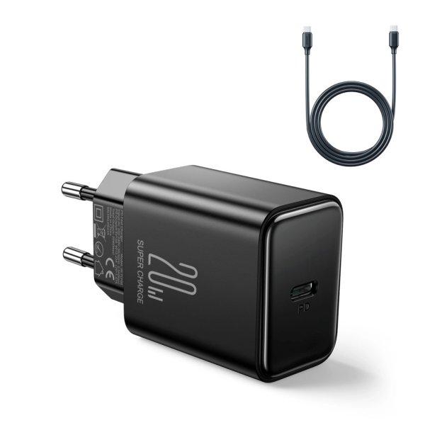 Joyroom JR-TCF06 USB-C PD 20W wall charger + USB-C cable - black