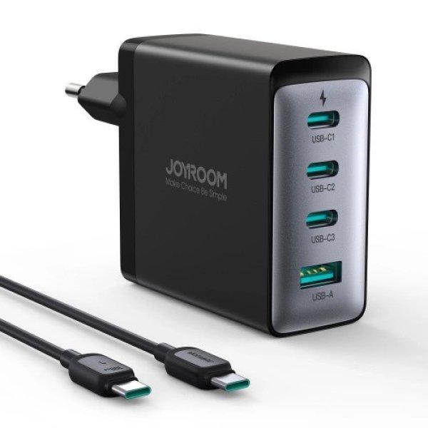 Joyroom JR-TCG04EU 100W GaN charger 3x USB-C USB-A + USB-C / USB-C cable 100W -
black