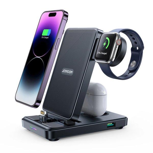 Joyroom JR-WQS02 iPhone AirPods Apple Watch 4in1 charging station foldable -
black