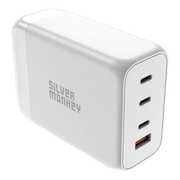 Silver Monkey SMA156 200W GaN charger 3x USB-C PD USB-A QC 3.0 with detachable
power cable - white