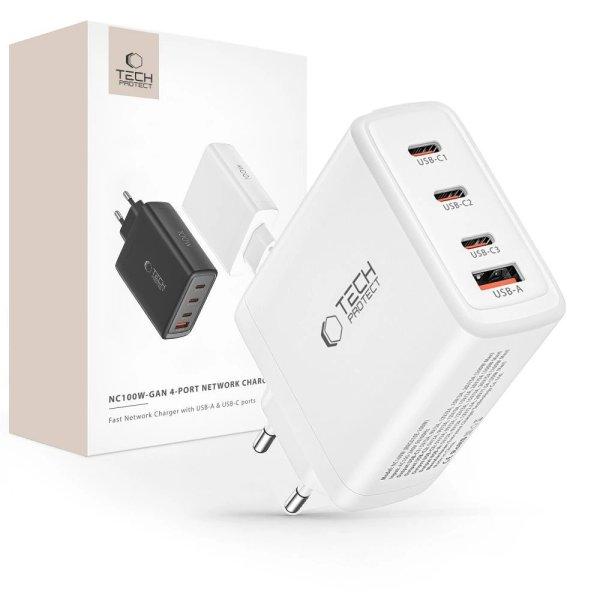 Tech-Protect NC100W-GAN charger GaN 3x USB-C PD 100W / USB-A QC 3.0 - white