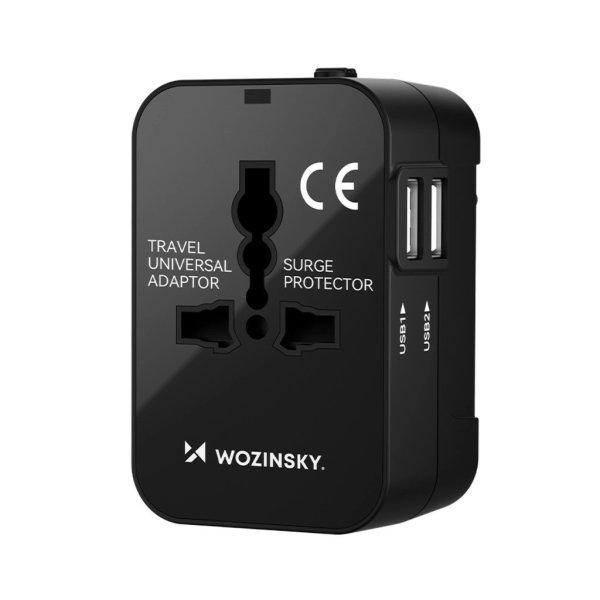 Wozinsky WUTWC travel adapter universal 24W EU / US / AUS / UK / 2x USB-A -
black