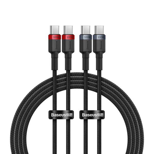 Baseus Cafule USB-C / USB-C 100W cable 2 m - red-black and black-gray (2 pcs.)