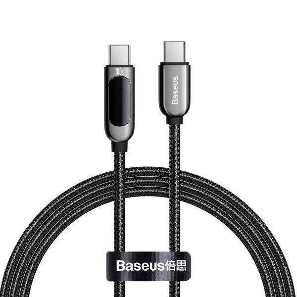 Baseus CATSK-B01 USB-C - USB-C PD QC cable 100W 5A 480Mb/s 1m with display -
black