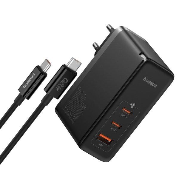 Baseus GaN5 Pro GaN charger 2x USB-C / USB-A 160W - black + USB-C - USB-C 240W
cable - black