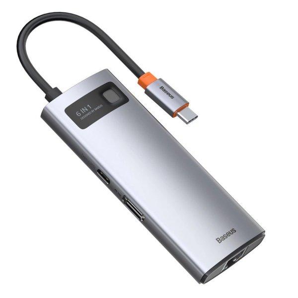 Baseus Metal Gleam 6-in-1 USB-C - USB-C PD 100W HUB 1x HDMI 4K 30Hz 3x USB-A 3.2
1x RJ45 - gray