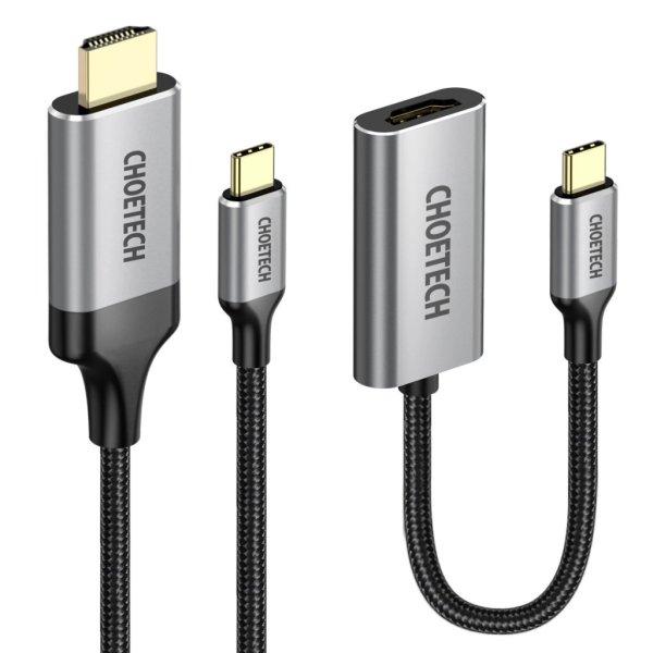 Choetech kit adapter HUB USB Type C - HDMI 2.0 (3840 x 2160 @ 60Hz) gray
(HUB-H12) + USB cable Type C - HDMI (3840 x 2160 @ 60Hz) 2m gray (CH0021)