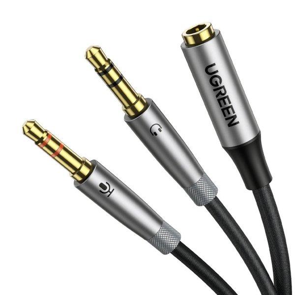 Ugreen AUX splitter cable 3.5 mm mini jack (female) - 2x 3.5 mm mini jack (male
- microphone and headphones) silver (AV193 50255)