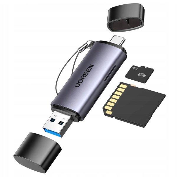 Ugreen CM185 50706 reader for SD / micro SD cards on USB-A 3.0 / USB-C 3.0 -
gray