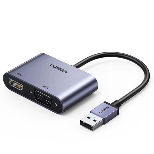 Ugreen CM449 adapter converter USB - HDMI 1.3 (1920x1080 60Hz) + VGA 1.2
(1920x1080 60Hz) gray