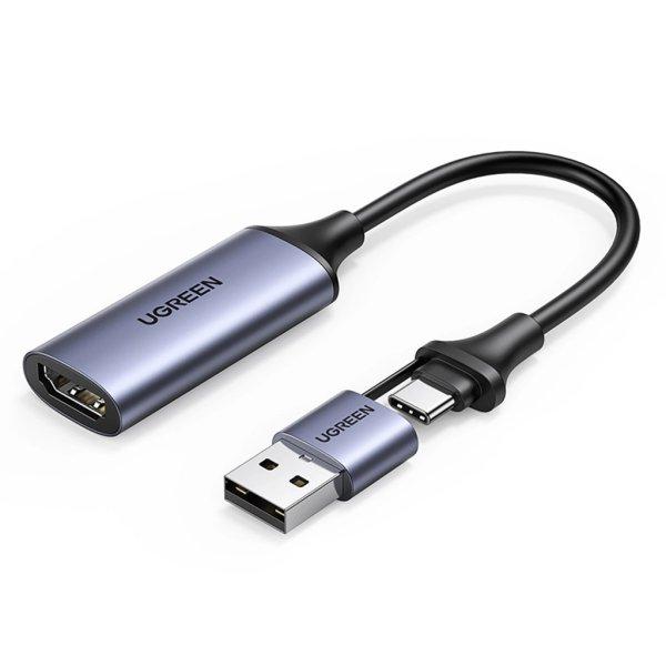 Ugreen CM489 40189 HDMI Adapter (Female) - USB-A / USB-C (Male) - Gray