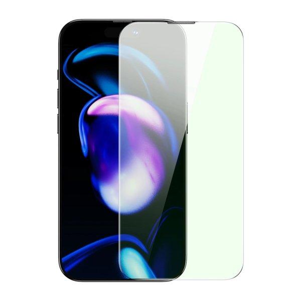 Baseus Full Screen Tempered Glass for iPhone 14 Pro with Anti Blue Light Filter
and 0.3mm Speaker Cover + Mounting Frame