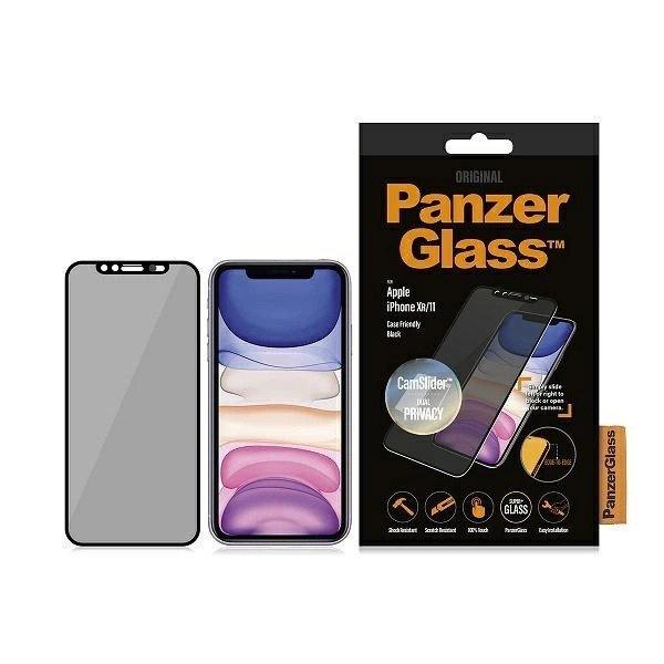 PanzerGlass E2E Super+ privacy tempered glass with camera cover for iPhone XR /
11 - with black frame