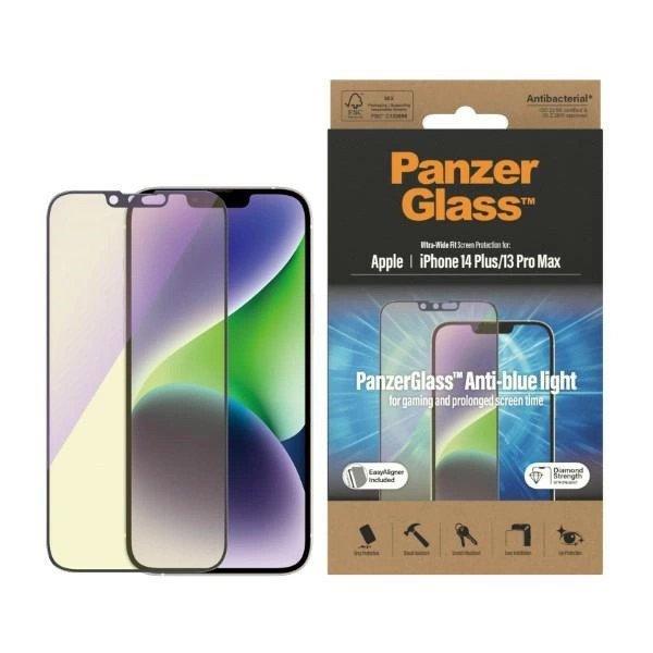 PanzerGlass Ultra-Wide Fit Antibacterial Tempered Glass with Blue Light Filter
and Positioner for iPhone 14 Plus / 13 Pro Max