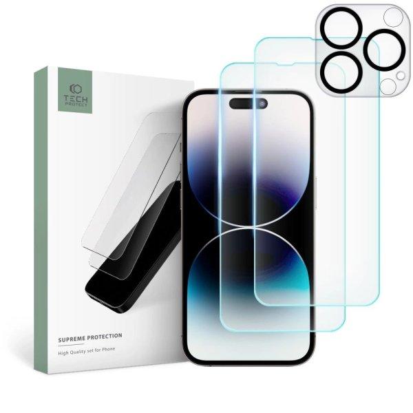 Tech-Protect Supreme Set for iPhone 14 Pro 2x Tempered Glass for Display /
Tempered Glass for Camera