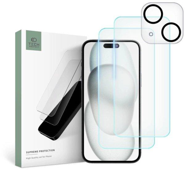 Tech-Protect Supreme Set for iPhone 15 2x Tempered Glass for Display / Tempered
Glass for Camera