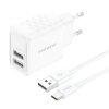 Foneng EU53 2xUSB-A, 2.4A network charger (White) + USB-C ca