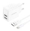 Foneng EU53 2xUSB-A, 2.4A network charger (White) + USB-A to