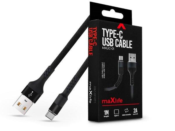 Maxlife USB - USB Type-C adat- és töltőkábel 1 m-es szövet vezetékkel -
Maxlife MXUC-01 USB Type-C Cable - 5V/2A - fekete