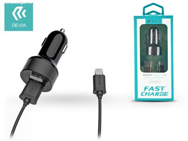 Devia 2xUSB szivargyújtós töltő adapter + USB - micro USB kábel 1 m-es
vezetékkel - 12W - Devia Smart Dual USB Fast Charge for Android - fekete