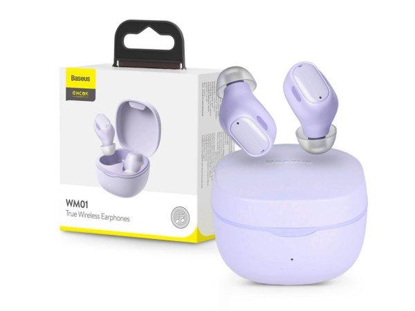 Baseus TWS Bluetooth sztereó headset v5.0 + töltőtok - Baseus WM01 True
WirelessEarphones with Charging Case - lila