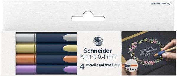 Metálfényű rollertoll készlet, 0,4 mm, SCHNEIDER "Paint-It 050" 4
különböző szín