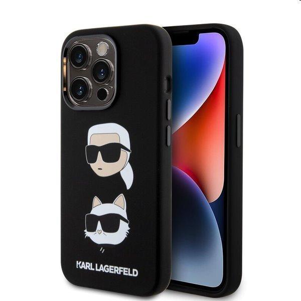 Karl Lagerfeld Liquid Silicone Karl and Choupette Heads tok Apple iPhone 15 Pro
számára, fekete