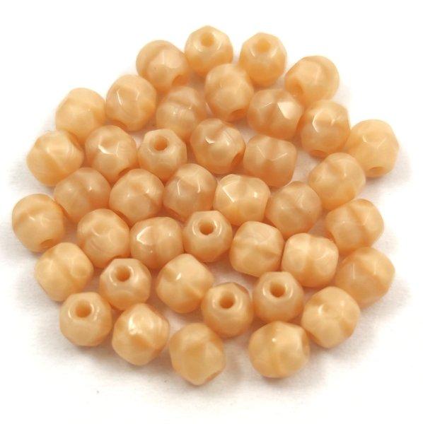 Cseh csiszolt golyó gyöngy - karamel selyemcukorl-4mm