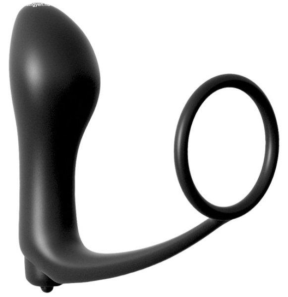 ASS GASM COCKRING PLUG BLACK vibrációval