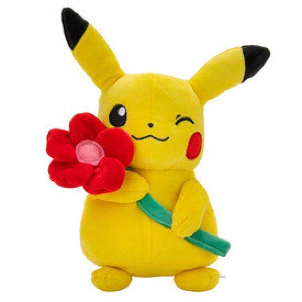 Pokémon plüss - Pikachu virággal 20 cm