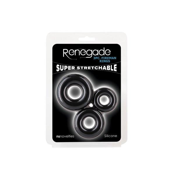  Renegade - 3pc Fireman Rings - Black 