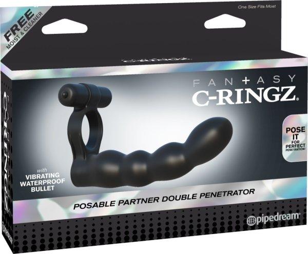  Posable Partner Double Penetrator  Black 