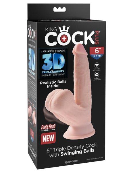  6" Triple Density Cock With Swinging Balls   Light 