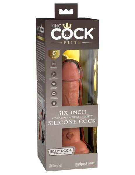  6" Dual Density Vibrating Silicone Cock  Tan 