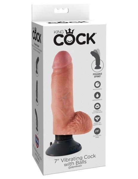  7" Vibrating Cock with Balls  Light 